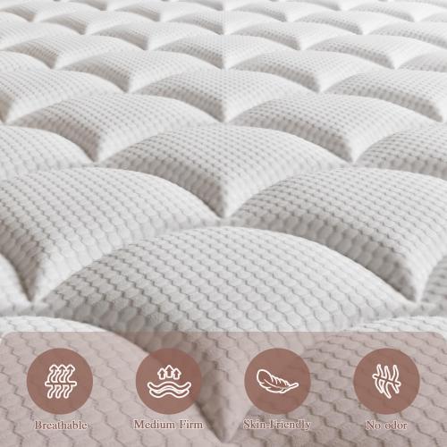 Twin Mattress, 8 Inch Twin Size Mattresses in a Box, Hybrid with Gel Memory Foam and Pocketed Springs for Motion Isolation & Enhanced Support, Medium Firm, CertiPUR-US Certified