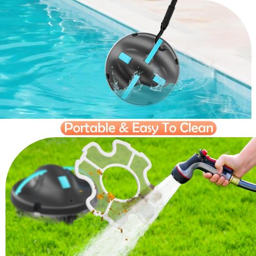 (2026 New) Pool Vacuum for Above Ground Pool, Cordless Robotic Pool Cleaner with Dual Motors Strong Suction, 130-Min Runtime, Auto-Parking, Pool Vacuum Robot for Inground Flat Pools Up to 1100 Sq.Ft