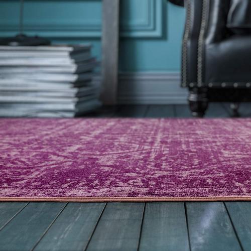 Antep Rugs Alfombras Non-Skid (Non-Slip) 6x9 Rubber Backing Floral Geometric Low Profile Pile Indoor Area Rugs (Purple, 6'7 x 9')