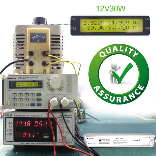 LightingWill LED Driver 30 Watts Waterproof IP67 Power Supply Transformer, 90-265V AC to 12V DC Low Voltage Output, Adapter with 3-Prong Plug 3.3 Feet Cable for Outdoor Use, Computer Project