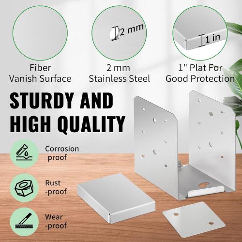 6x 6 Post Base, 5Pcs Stainless Steel Post Anchor (Inner Size:5.71 x 5.2), Adjustable Post Bracket Fits for 6x6 Wood Post, Post Base for Rough Size Lumber (6x6, 5Pcs)