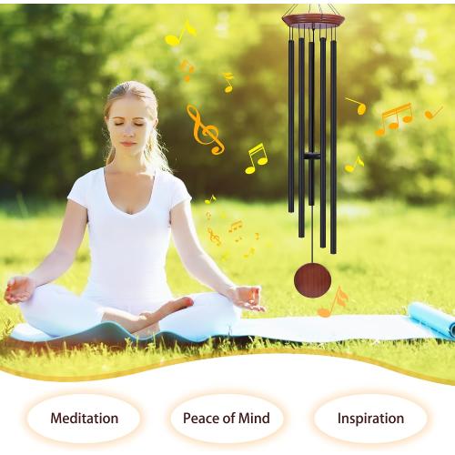 Toodour 60 Extra Large Memorial Wind Chimes for Outside, Deep Tone Wind Chimes with 6 Heavy Tubes, Unique Sympathy Wind Chime for Outdoor Garden Patio Yard Lawn - Brown