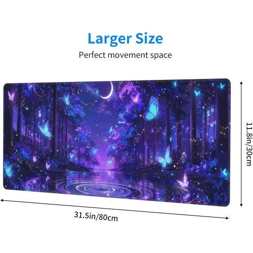Butterfly Mouse Pad Extended Large Gaming Mouse Pad XL Stitched Edges for Gamer Home Office 31.5 X 11.8 Inch