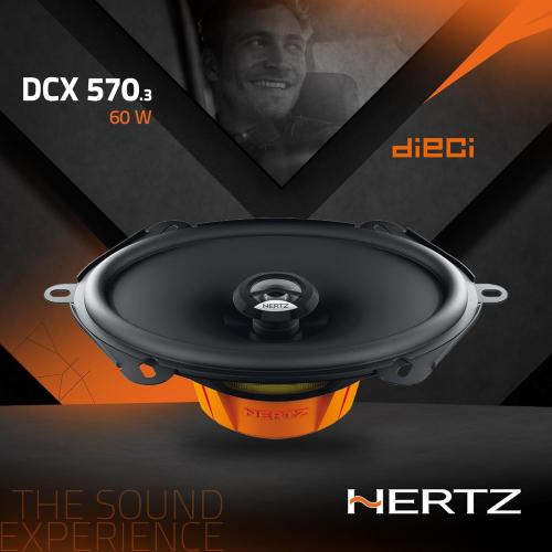 Black HERTZ Dieci Series DCX-5703 5x7 Two-Way Coaxial Speakers - Pair