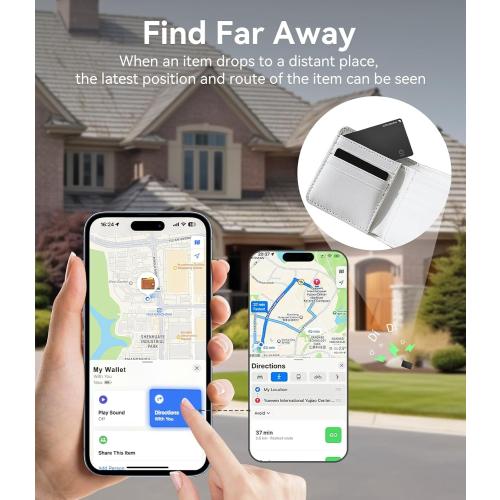 Ultrbeka Wallet Tracker Slim Card Tracker, 0.094in Rechargeable Bluetooth Tracker for Wallets, Passport, Work with Apple Find My, Card Locator- iOS Only [Apple MFi Certified] - 2pcs in 1