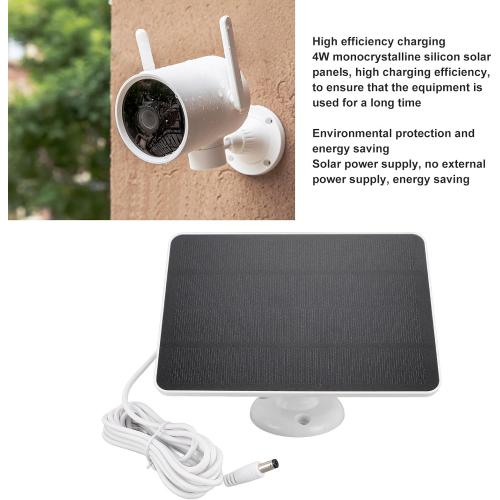 Solar Panel for Security Camera, High Efficiency 4W Camera Solar Panel for DC5V Outdoor Rechargeable Battery Camera, Security Camera Solar Panel Charger with Adjustable Bracket