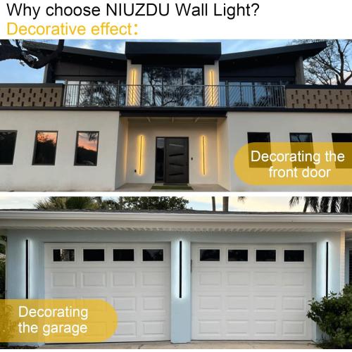 Modern Exterior Lights for House - 39.4inch Long Strip Outdoor Porch & Patio Wall Light Fixture, Dimmable Black Wall Mount Exterior Lighting Wall Sconce Outside Garage Lights for Courtyard, Corridor