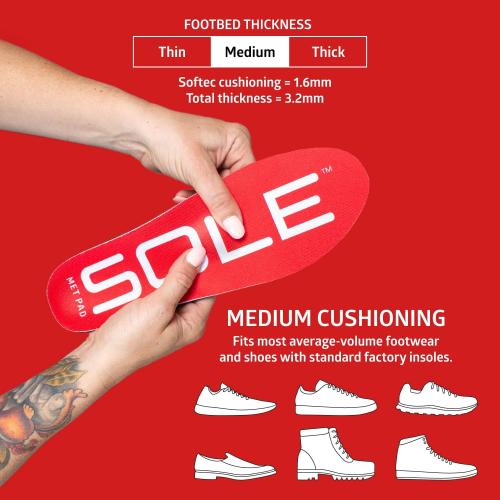 SOLE Active Medium   Met Pad Insoles - Orthotic Arch Support Inserts   Metatarsal Pads for Metatarsalgia & Neuroma Relief - Mens 7/Womens 9, 1 Pair