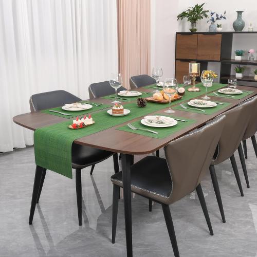 Myir JUN Placemats Set of 8, Vinyl Woven Placemats Place Mats Indoor Set of 8 Washable Table Mats Non-Slip Place mats for Dining Table (Dark Green, Set of 8)