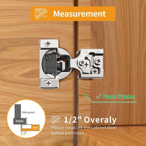 Chibery 30 Pack 1/2 Overlay 4D Soft Close Concealed Hinges for Face Frame Door, Adjustable Closing Speed, Smooth Slow Self Close Hinges, Satin Nickel, 105° Open Angle Stainless Steel Cabinet Hinges