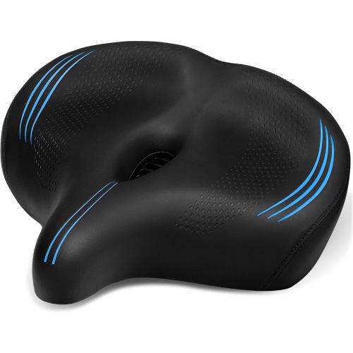 Oversized Bike Seat for Men & Women Comfort, Extra Wide Soft Padded Bicycle Seat Cushion, Large Comfortable Replacement Saddle for Peloton, Stationary Exercise Bike, Cruiser, Ebike, City Bike