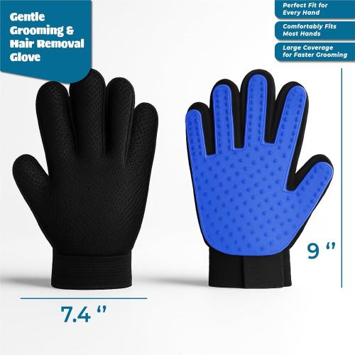 Cat & Dog Grooming Gloves for Shedding – Efficient Pet Grooming Gloves 2-in-1 Deshedding Brush & Massage Mitt | Perfect for Long and Short Hair (1 Pair)