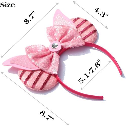 FACHPINT Mouse Ears Headband for Pigletpooh, Cute Sequin Ears for Party, Christmas Decoration, Girl Boy Photo Props