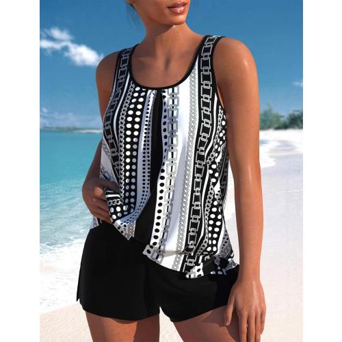 XL ROSEWE Modest Tankini Swimsuits for Women, Two Piece Athletic Womens Bathing Suits Blouson Tank Tops with Board Shorts