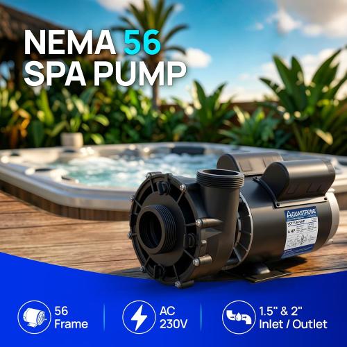 Aquastrong Spa Pump, 4HP Dual Speed Hot Tub Pump, 56 Frame, Up to 14,000 GPH, 230V Durable Motor, Easy Installation, Compatible with Most Hot Tubs & Spa Systems