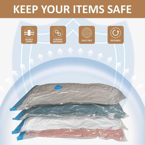 Clear 6 Pack Vacuum Storage Bags with Electric Pump, 6 Pack (2 Jumbo/2 Large/3 Medium), Space Saver Bags with Pump, Storage Vacuum Sealed Bags for Clothes, Comforters, Blankets, Bedding