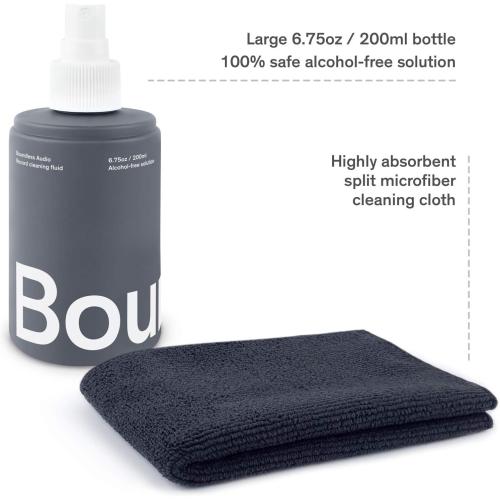Boundless Audio Record Cleaning Solution - 6.75oz Vinyl Cleaner Fluid, Vinyl Cleaner Cloth & Record Label Protector - Complete Cleaning Kit
