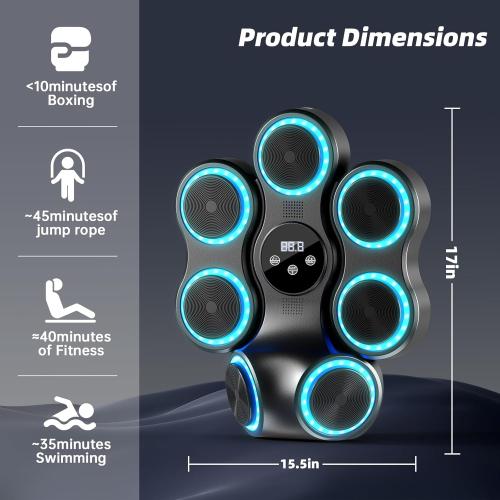 Music Boxing Machine for Adults Kids Interactive Punching Trainer with Boxing Gloves, Large Size Wall Mounted Electronic Boxing Target