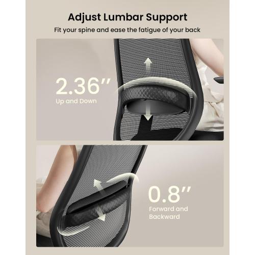 ProtoArc Ergonomic Office Chair – EC200 High-Back Mesh Computer Chair with Lumbar Support, 3D Adjustable Headrest & Sliding Seat for 8  Hour Comfort, Big & Tall Home Office Desk Chairs - Black