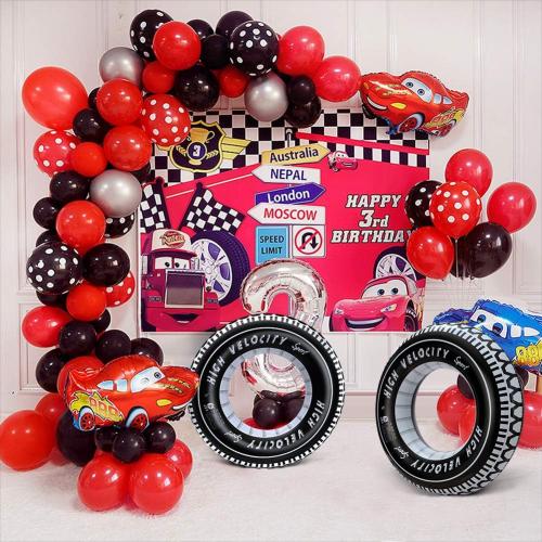 Inflatable Tire Tubes Pool Floats for Adults Kids Tire Swimming Rings River Raft Truck Race Car Themed Birthday Party Supplies Decorations 4Pack