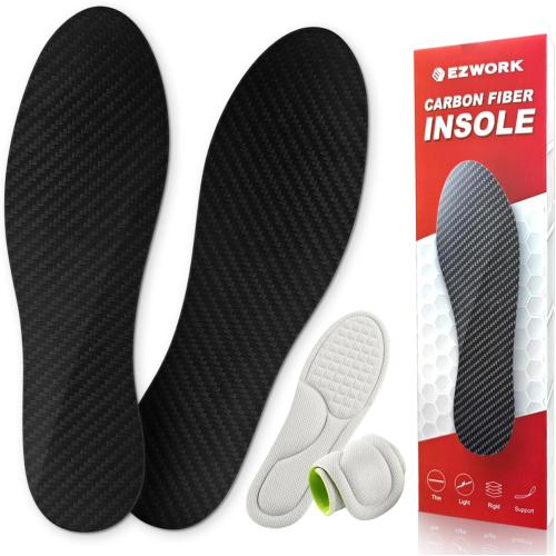 Carbon Fiber Insoles, Carbon Fiber Foot Plate 1 Pair Rigid Shoe Insert Support Turf Toe, Foot Fractures, Morton Extension, Hallux Rigidus and Limitus - Alternative to Post Op Shoe