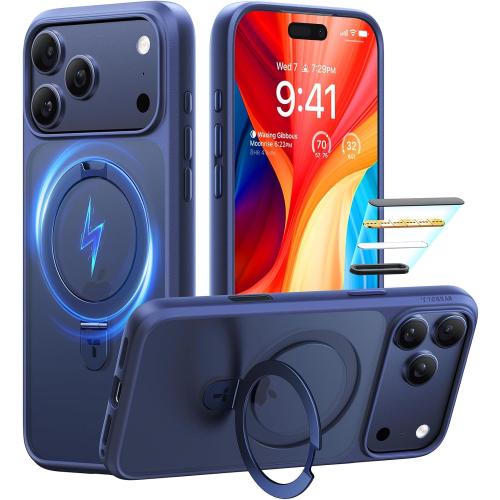 TORRAS Ostand for iPhone 17 Pro Case Magnetic, Fit for MagSafe, 4X Military Drop Protection, Camera Control, Slim Phone Case for iPhone 17 Pro with Kickstand, Translucent Matte Cover 6.3, Deep Blue