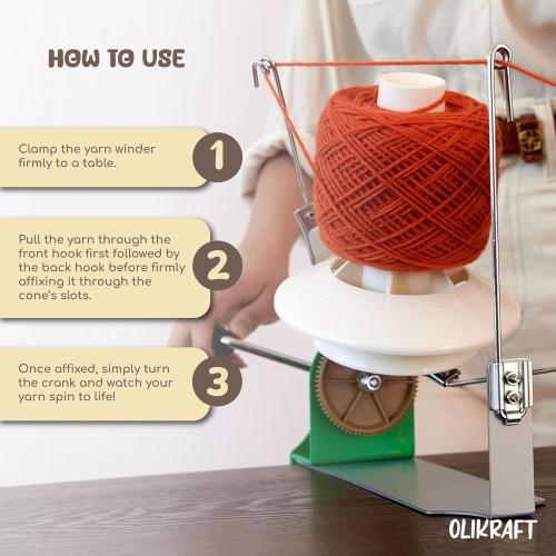 Olikraft Large Yarn Winder Large Capacity 10-16 oz - Hand Operated Metal Jumbo Yarn Winder - Durable Crochet Tools & Accessories