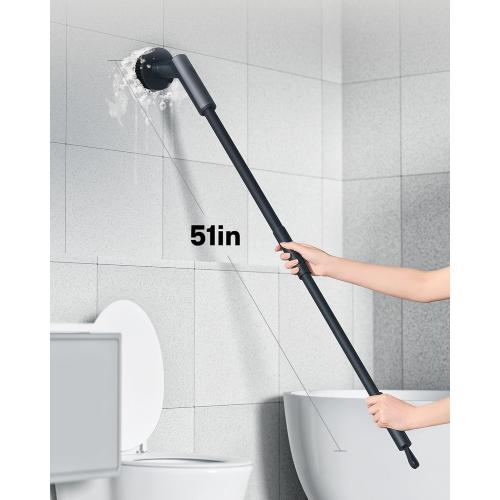 HOTO Cordless Electric Spin Scrubber, IPX7 Full Body Waterproof Bathroom Cleaning Brush, Max 22 in-lb, Shower Scrubber Brush with Long Handle, 6 Brush Heads, Power Scrubber for Bathroom, Floor, Tile