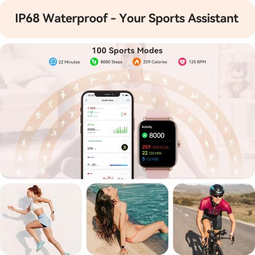 Smart Watch for Women Android & iPhone, Alexa Built-in, IP68 Waterproof Activity Fitness Tracker with Bluetooth Call (Answer/Make), 1.8 Smartwatch with Heart Rate/SpO2/Sleep Monitor, 100  Sports Mode