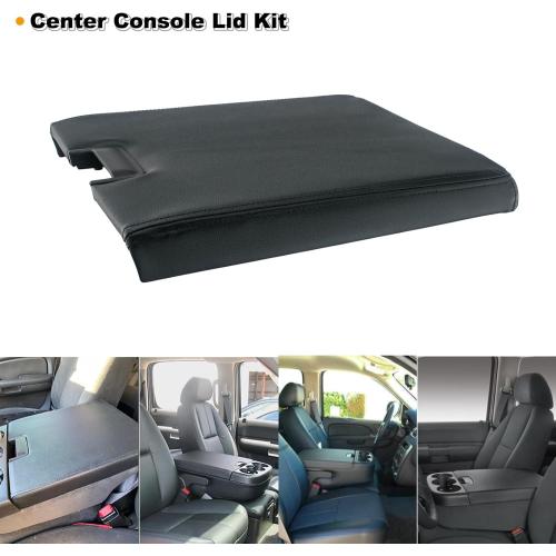 Center Console Lid Fit 2008-2014 Chevy Silverado GMC Sierra 1500/2500/3500 | 2007-2013 Chevy Tahoe/Avalanche,2008-2014 GMC Yukon(XL),with Latch,Replace #20864151,Color Black