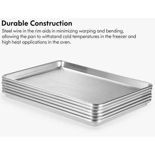 CURTA 6 Pack Aluminum Sheet Pan Perforated, NSF Listed Half Size 18 x 13 inch Commercial Bakery Cake Bun Pan, Baking Tray