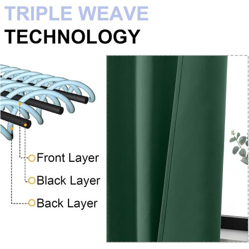 Simplebrand Ava Ever Green Blackout Curtains for Bedroom 84 Inch Length 2 Panels Set, Solid Thermal Insulated Privacy Living Room Window Treatment Curtains Blackout Drapes, W50 x L84 Inch, Ever Green