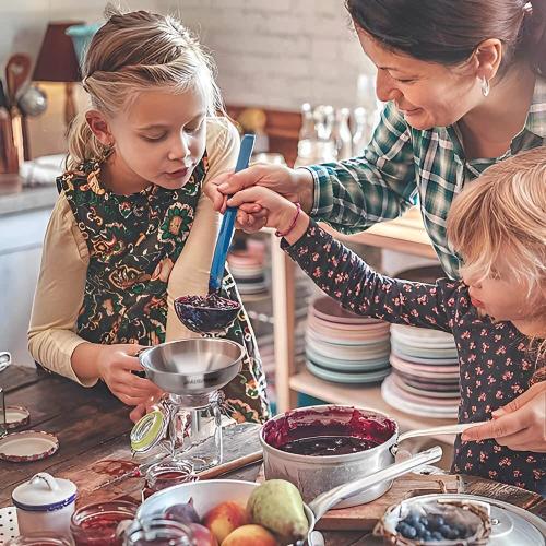 HAUSPROFI Stainless Steel Funnel, 5.1 inch 304 Stainless Steel Kitchen Funnel with 200 Mesh Food Filter Strainer for Transferring Liquids, Oil, Making Jam