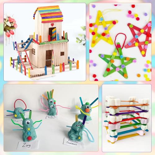 WISYOK 2000Pcs 4.5 Inch Popsicle Sticks, Colored