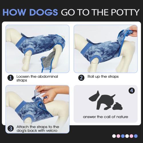 FUAMEY Recovery Suit for Dogs After Surgery,Soft Breathable Dog Bodysuit E-Collar & Cone Alternative Surgical Suit,Male Female Dog Neuter Spay Suits Anti Licking Wounds Onesie Blue Tie Dye XL
