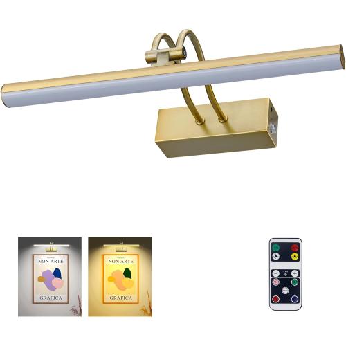 RAIFOOLLY Picture Light, Picture Lights for Wall Cordless, 20inch Picture Lights with Timer and Dimmable, 5000mAh Battery Wall Lights for Display Gallery Painting Art Frame Portrait