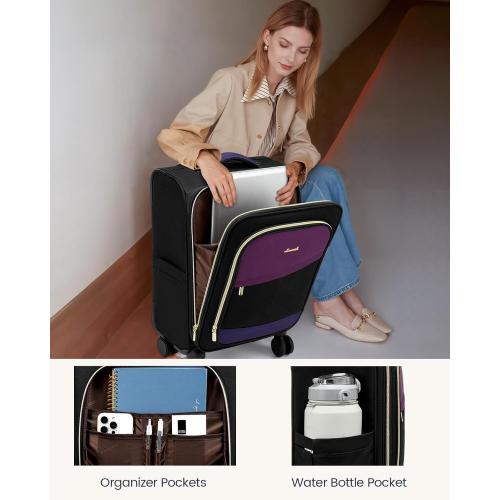 LOVEVOOK 4 Pcs Carry On Luggage 22x14x9 Airline Approved, 20 Inch Carry On Suitcases with Wheels, Softside Rolling Suitcase for Women Men, with TSA Lock Weekender Travel Luggage