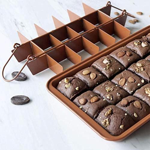 Brownie Pan, Non Stick Brownie Pans With Dividers, 18 Pre-slice Brownie Baking Tray, High Carbon Steel Bakeware for Oven Baking, Size 12 X 8 X 2 Inches