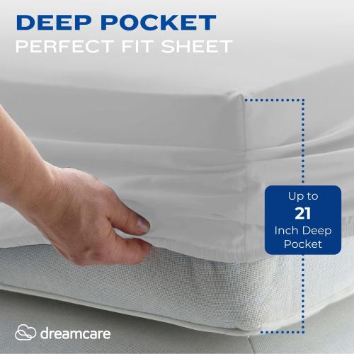 DREAMCARE King Size Sheets Set - King - Extra Deep - Light Gray