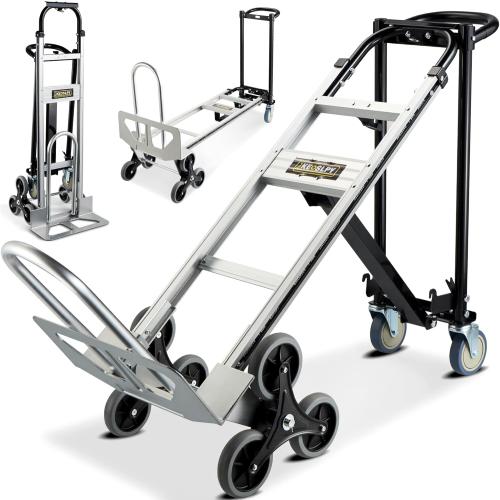 3 in 1 Convertible Hand Truck 1000 LBS Capacity, Industrial Heavy Duty Hand Truck Dolly Cart, Aluminum Stair Climbing Utility Trolley Platform Cart with Wheels for Transport & Moving