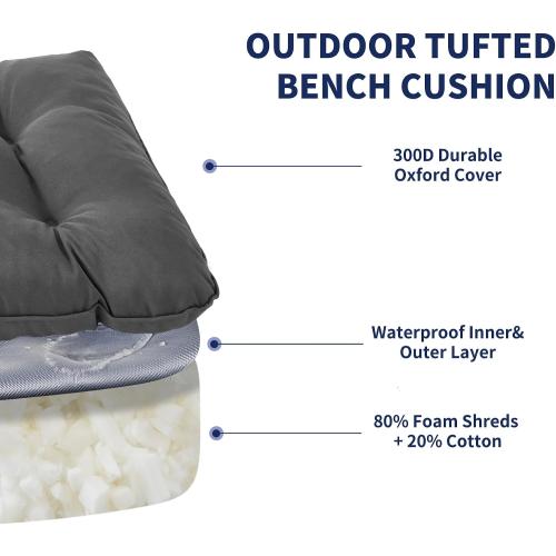 Outdoor Bench Cushion, 59 x 18 Inch, Dark Grey
