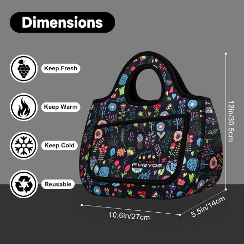 Lunch Bag for Women Soft Neoprene Lunch Bag Lightweight, Thermal Insulated and Reusable Lunch Bag for Women Men