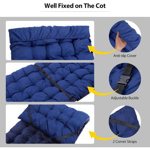 REDCAMP Extra Thick Folding Sleeping Cot Pads, Comfortable Soft Velvet Cotton Camping Cot Mattress Pad for Hiking, Backpacking, Blue 75x28