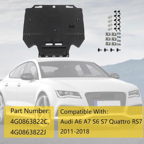 GXARTS Engine Splash Guard and Mounting Elements 4G0863822C 4G0863822J Compatible with Audi A6 A7 S6 S7 Quattro RS7 2011 2012 2013 2014 2015 2016 2017 2018 Under Car Shield Cover
