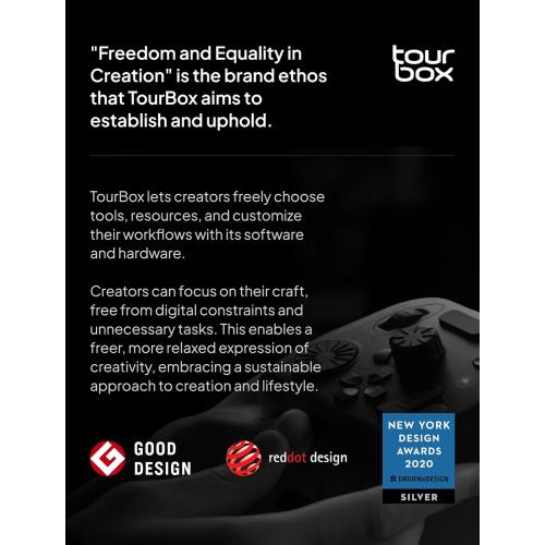 TOUR BOX Elite Plus - iPad Drawing Bluetooth Controller, Video Editing Photo Color Grading Speed Editor, Programmable Creative Console Keyboard for DaVinci Procreate Adobe Softwares and More