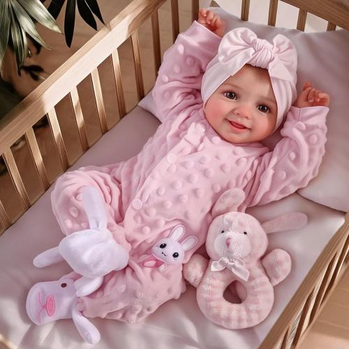 BABESIDE Reborn Baby Dolls Sunny - 17Inch Cute Soft Vinyl Realistic Baby Doll Poseable Smiling Real Life Baby Dolls with Complete Accessories for 3  Years Old Gifts
