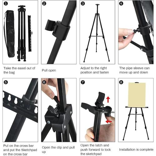 RRFTOK Art Painting Display Easel Stand,72Inches Portable Adjustable Metal Tripod with Artist Easels for Canvases Height from 22-72”for Table-Top/Floor Paint and Displaying,Black
