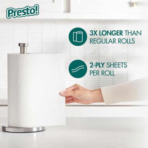 Amazon Brand - Presto! Flex-a-Size Paper Towels, 158 Sheet Huge Roll, 12 Rolls (2 Packs of 6), Equivalent to 38 Regular Rolls, White
