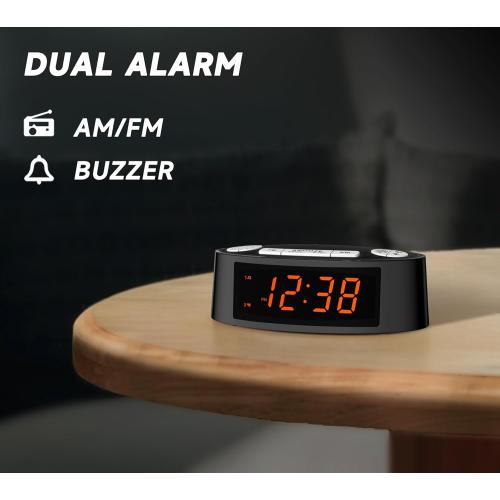 iTOMA AM/FM Alarm Clock Radio with Dual Alarm, Sleep Timer & Snooze Functions, Orange LED Display, 4-Level Dimming Option CKS3301U
