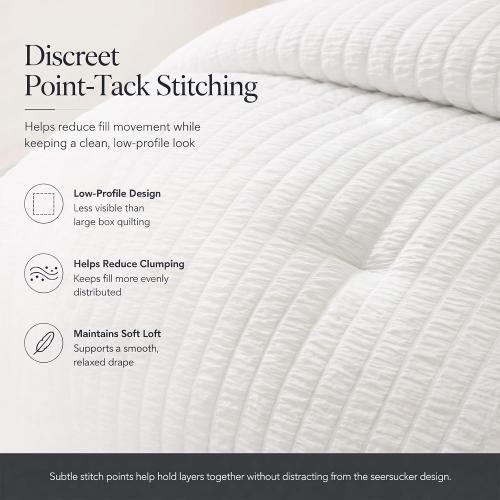 CozyLux King Size Comforter Set, 7 Pieces White Seersucker Bed in a Bag